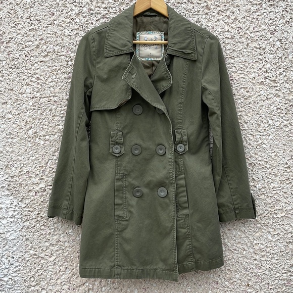 Sweet Elements Jackets & Blazers - Military Green Canvas Pea Coat by Sweet Elements
